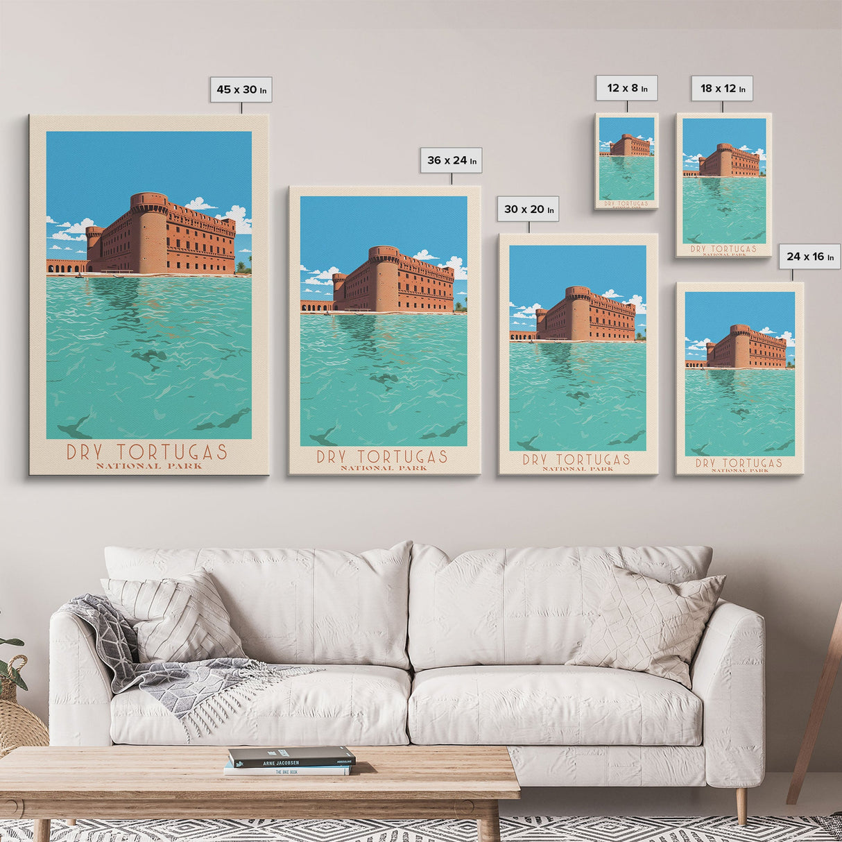 Dry Tortugas National Park Travel Poster Print, Canvas Print Wall Art, Florida Travel Art, Midcentury Modern Travel Decor, MCM Wall Art