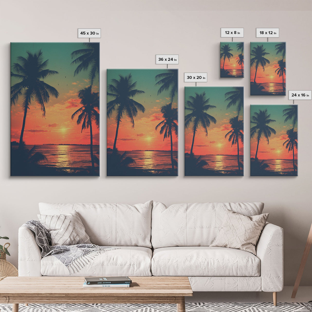 Tropical Wall Art, Palm Tree Art, Sunset, Beach Art, Canvas Print, Wall Hanging, Portrait Art, Home Office Art, Family Home Decor, RV Decor