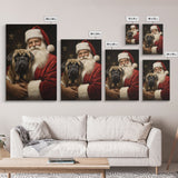 Santa and his English Mastiff, Framed Canvas Print, Christmas Wall Art, Xmas Art, Christmas Art Print, Santa Decor