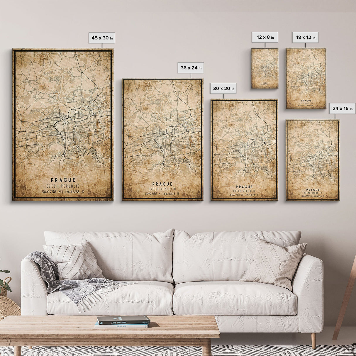 Prague Czech Republic map print poster or framed canvas, Prague map print poster canvas, city map print poster canvas, Vintage Travel Art