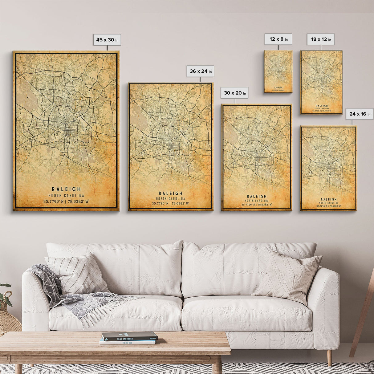 Raleigh North Carolina map print poster or framed canvas, Raleigh map print poster canvas, Raleigh city map Canvas print, Vintage Travel Art