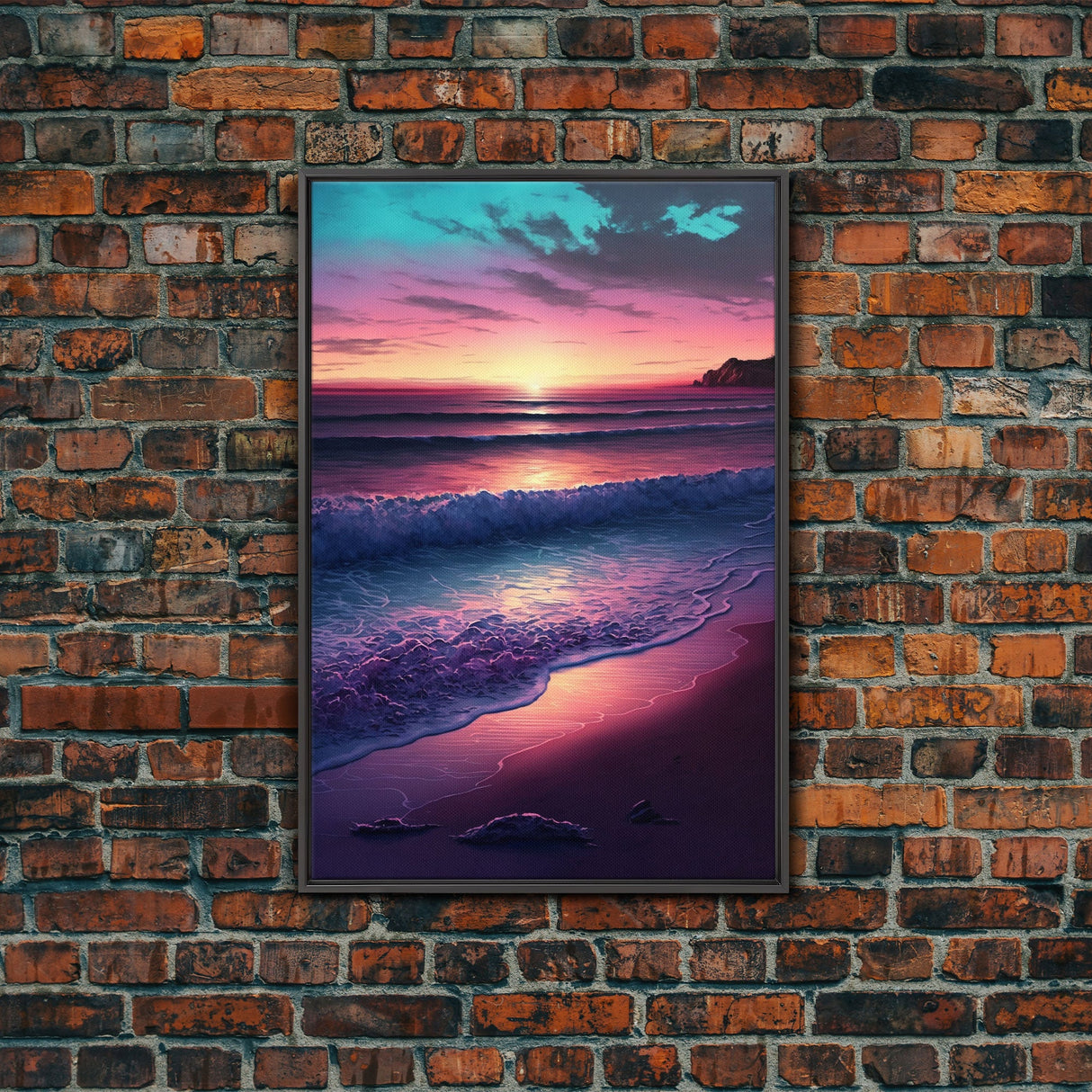 Large Coastal Wall Art Large Sunset Beach Framed Canvas Print Seascape Sky And Sea Beach Scene Art Ocean Beach Sky Art Decor