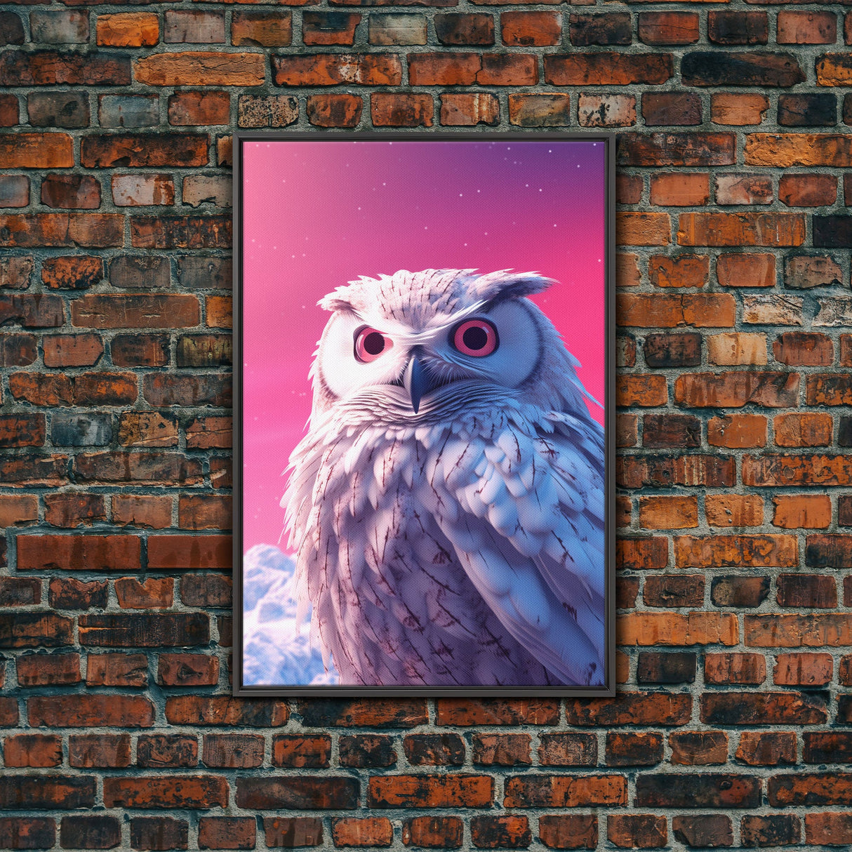 Owl Wall Print, Animal Art Print, Wildlife Bird Art, Animal Portrait, Pink Art, Framed Wall Art, Framed Canvas, Wall Print, Wall Canvas