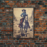 Pretty In Blue, Giclée Fine Art Print, Western Art Print, Western Wall Art, Wild West Art, Cowgirl Art, Cowgirl Print, Retro Art, Rustic Art