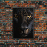 A Look Into Darkness, Beautiful Black Panther Portrait, Cat Photography, Framed Canvas Print, Framed Art, Halloween Witch Cat Art