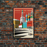 Travel Wall Art, Travel Poster, Russian Art, Retro Travel Art, Kremlin Wall Art, Red Square, Travel Artwork, Wall Poster, Canvas Wall Print