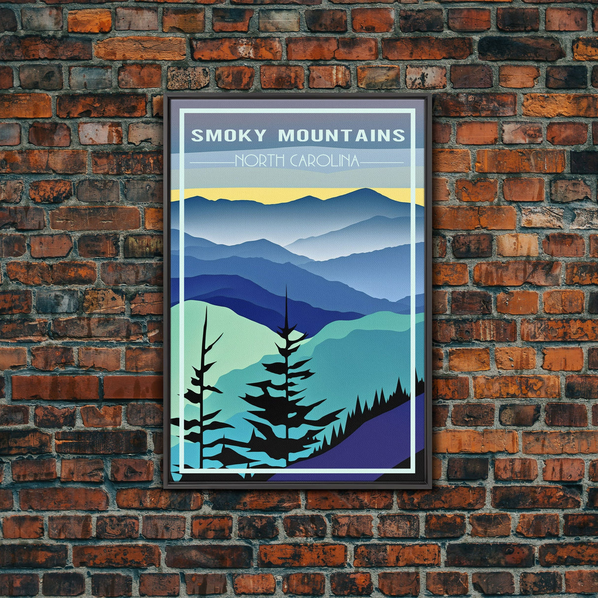 Smoky Mountains Art, North Carolina Wall Print, America Travel Poster, Travel Wall Print, Travel Poster, Travel Wall Art, Canvas Wall Print