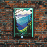 Smoky Mountains Art, North Carolina Wall Print, America Travel Poster, Travel Wall Print, Travel Poster, Travel Wall Art, Canvas Wall Print