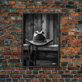 Cowboy Hat Print, Western Wall Art, Black And White, Minimalist Art, Wall Decor, Canvas Art, Wall Art, Framed Canvas Wall Decor