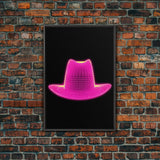 Pink Cowboy Hat Wall Decor, Cowgirl Hat Art Print, Western Art, 3D Art, Minimalist Print, Wall Decor, Canvas Print, Wall Art, Framed Canvas