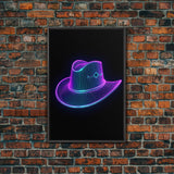 Purple Cowboy Hat Wall Decor, Cowgirl Hat Print, Western Art, 3D Art, Minimalist Print, Wall Decor, Canvas Print, Wall Art, Framed Canvas