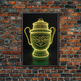 3D Trophy Wall Decor, Yellow Art Print, Glowing Art, Minimalist Print, Wall Decor, Canvas Print, Wall Art, Framed Canvas