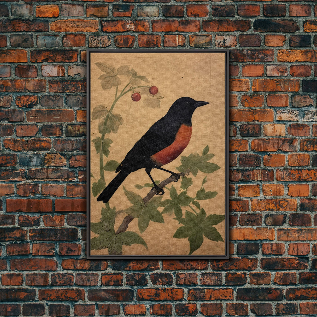 Oriole Wall Decor, Black And Orange Bird Wall Art, Animal Wall Art, Minimalist Print, Wall Decor, Canvas Print, Wall Art, Framed Canvas