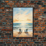 Calming Wall Art, Beach Print, Sunset Art, Relaxing Wall Art, Canvas Print, Wall Art, Vertical Print, Beach Chair, Coastal Wall Decor