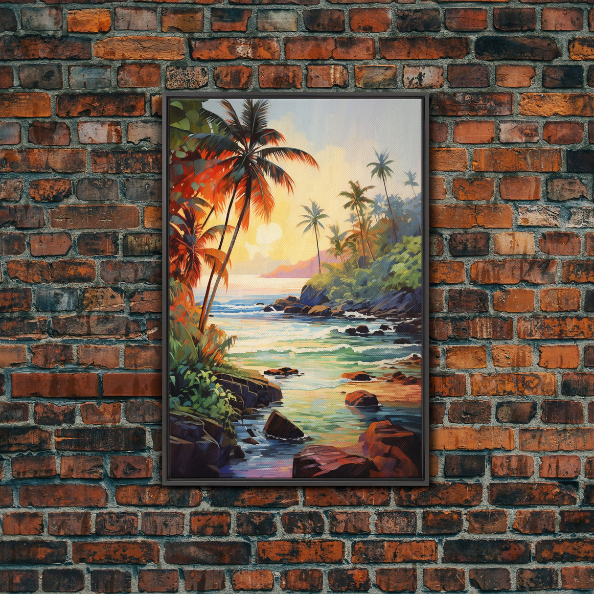 Tropical Art Print, Ocean Wall Decor, Seascape Art, Canvas Print, Wall Art, Vertical Art, Gift For Boss, Indie Room Decor, Kitchen Art