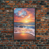 Beach Sunset Wall Art, Nautical Wall Art, Seashore Wall Art, Canvas Print, Wall Art, Vertical Art, Moving Gift, Room Decor, Entryway Prints