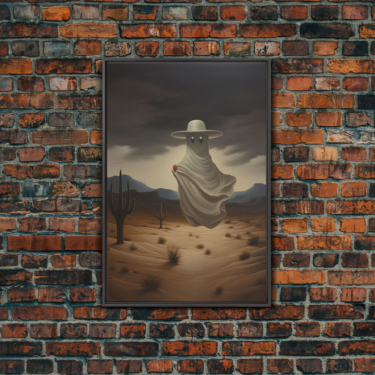 Wild West Cowboy Ghost, Western Halloween Decor, Framed Canvas Print, Halloween Canvas Art, Cowboy Halloween