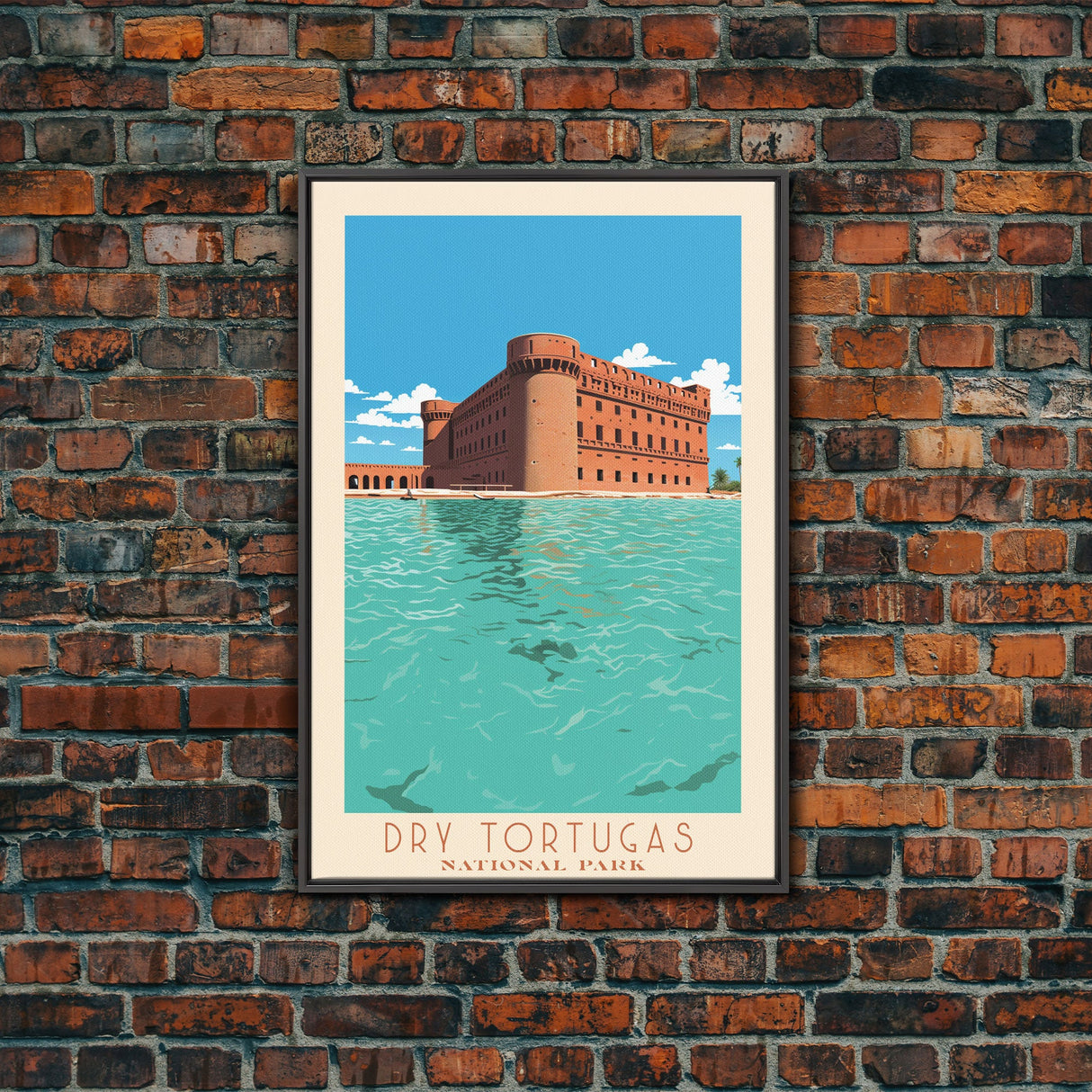 Dry Tortugas National Park Travel Poster Print, Canvas Print Wall Art, Florida Travel Art, Midcentury Modern Travel Decor, MCM Wall Art