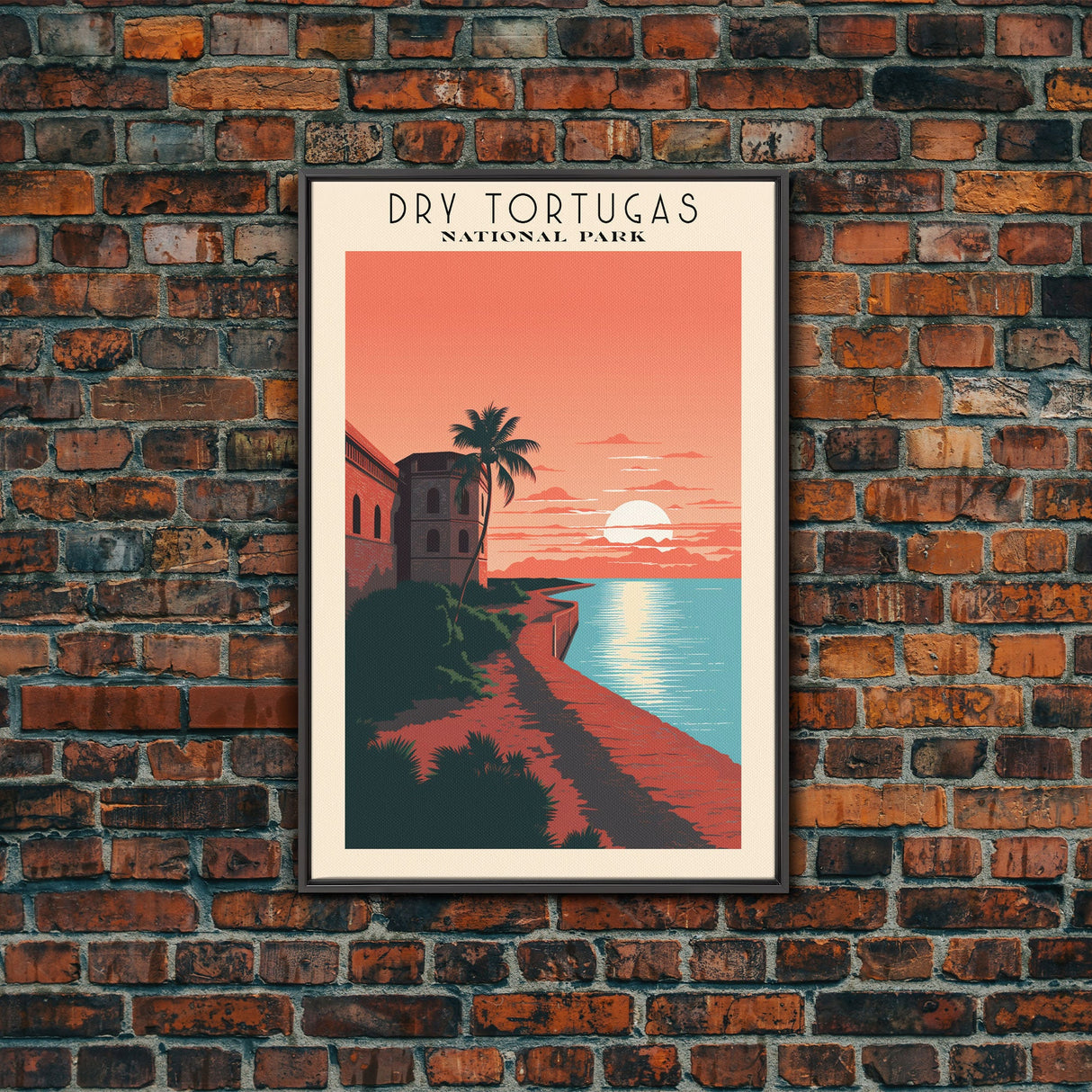 Dry Tortugas National Park Travel Poster Print, Canvas Print Wall Art, Florida Travel Art, Midcentury Modern Travel Decor, MCM Wall Art