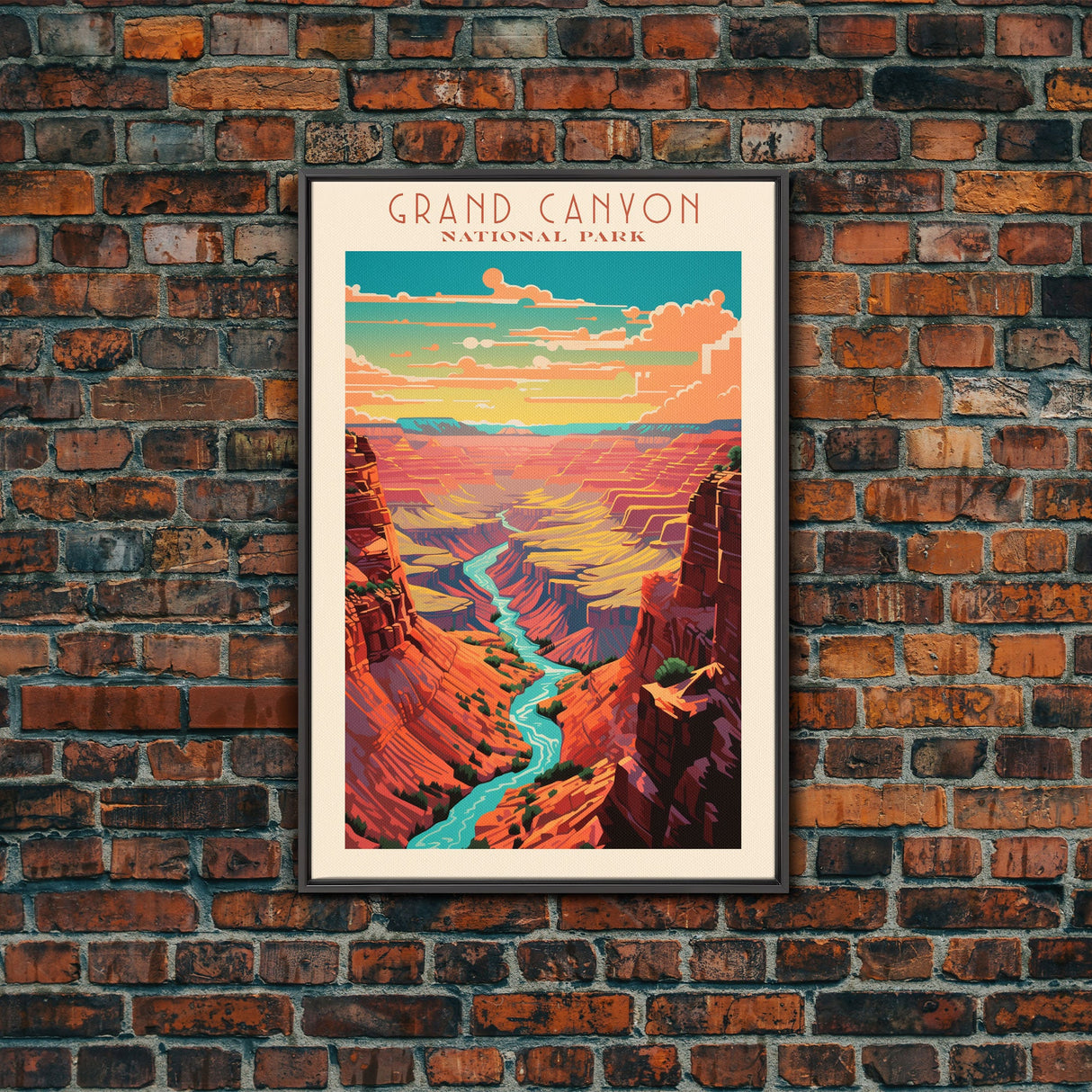 Grand Canyon National Park Travel Poster Art, Canvas Print Wall Art, Arizona Travel Art, Midcentury Modern Travel Decor, MCM Wall Art