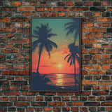 Tropical Wall Art, Palm Tree Art, Sunset, Beach Art, Canvas Print, Wall Hanging, Portrait Art, Home Office Art, Family Home Decor, RV Decor