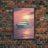 Yacht Art, Ocean Wall Art, Seascape, Sunset, Canvas Print, Wall Hanging, Portrait Art, Retirement Gifts, Beach House Wall Art, Travel Print