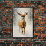 Cute Buck Wearing A Santa Hat, Christmas Decor, Woodland Animals, Christmas Wall Art, Winter Decor, Holiday Decor, Seasonal Decor, Cute Deer