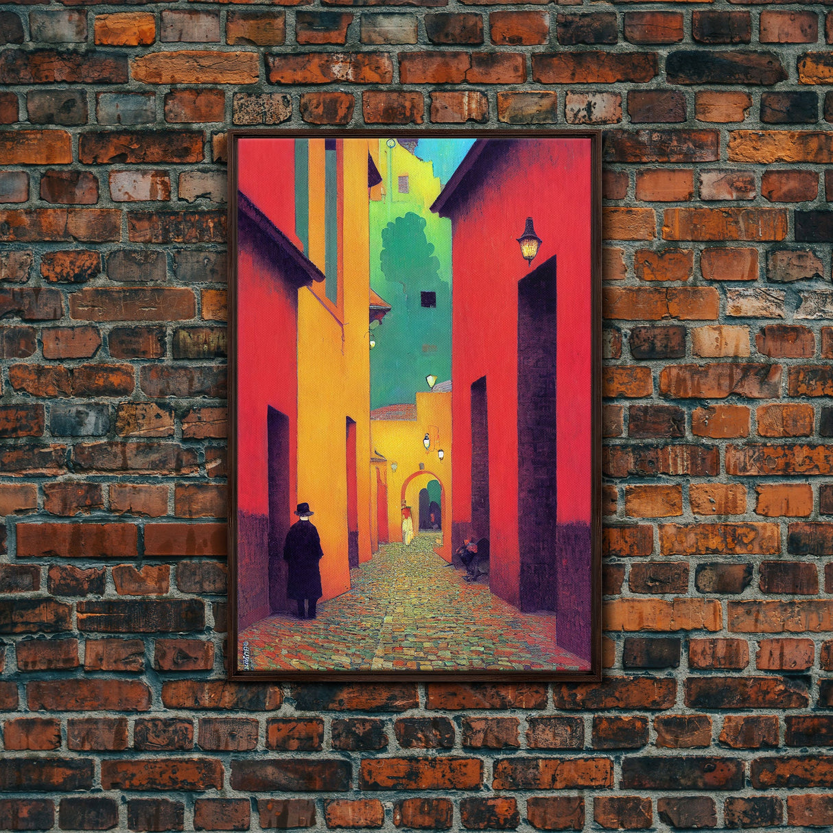 Surrealist Colorful City, Geometric Abstract Art, framed canvas print wall art