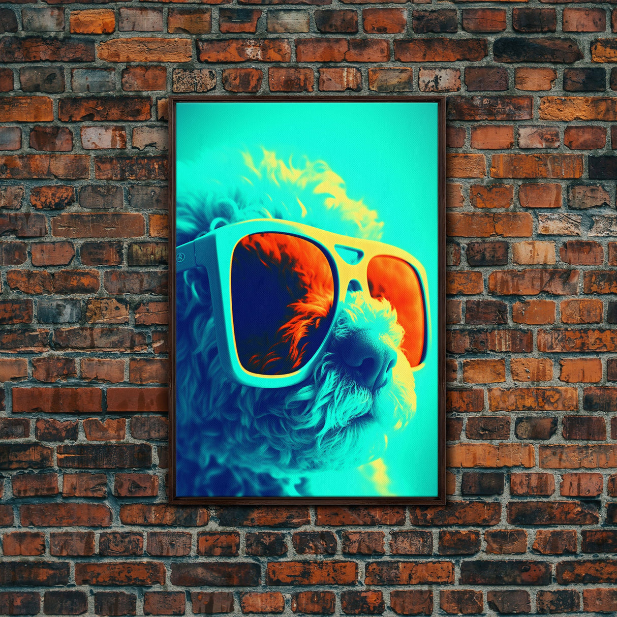 Poodle Abstract Wall Print, Teal Lighting, Dog Print, Dog Portrait, Dog Art Print, Framed Wall Art, Framed Canvas, Wall Print, Wall Canvas