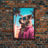 Sheepdog Pink Hoodie Jacket Wall Print, Animal Wall Art, Dog Portrait, Dog Art Print, Framed Wall Art, Framed Canvas, Wall Print