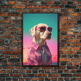 Labrador In Pink Hoodie Sunglasses Wall Print, Beach Art, Dog Print, Dog Portrait, Framed Wall Art, Framed Canvas, Wall Print, Wall Canvas