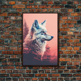 White Wolf Wall Print, Animal Art Print, Animal Portrait, Pink Art, Wildlife Art, Framed Wall Art, Framed Canvas, Wall Print, Wall Canvas