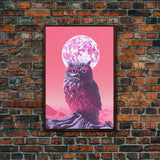 Owl Wall Print, Animal Art Print, Abstract Bird Wall Art, Animal Portrait, Pink Art, Framed Wall Art, Framed Canvas, Wall Print, Wall Canvas