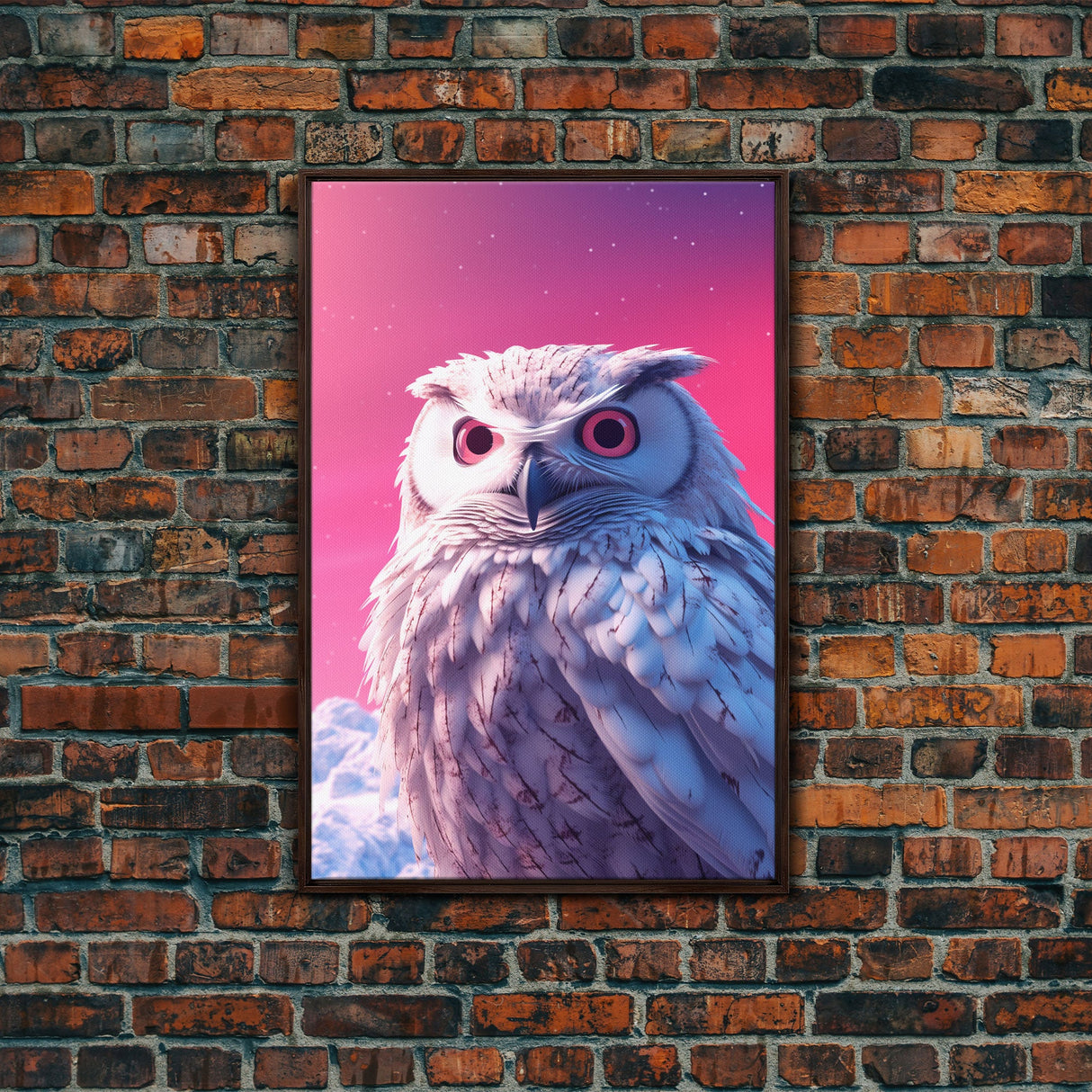 Owl Wall Print, Animal Art Print, Wildlife Bird Art, Animal Portrait, Pink Art, Framed Wall Art, Framed Canvas, Wall Print, Wall Canvas