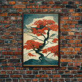 Japanese Maple Tree, Japanese Style Art, Canvas Print, Abstract Tree Art, Ready To Hang Wall Art