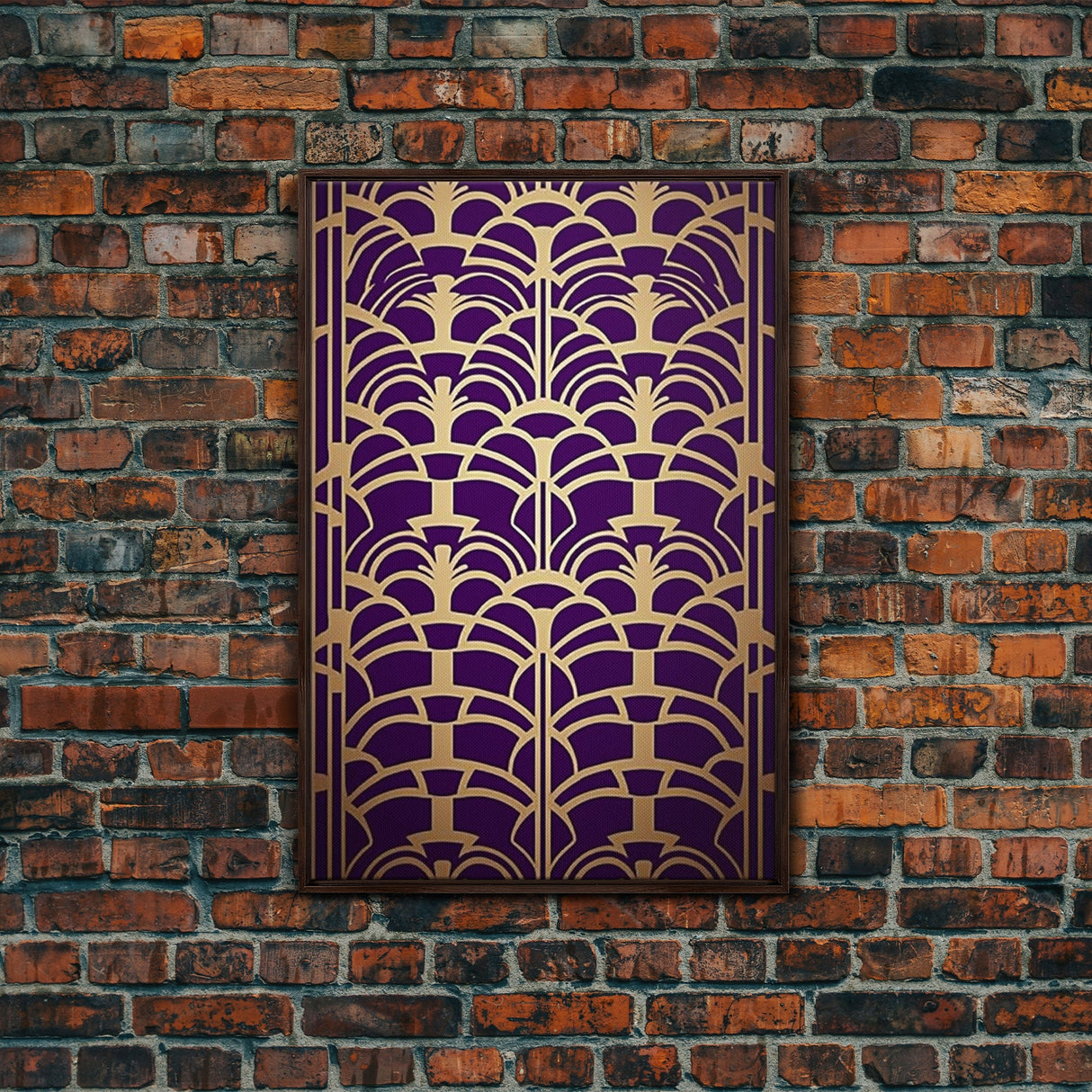 Midcentury Modern Wall art - Framed Canvas Print - Art Deco-  Office decor - Purple & gold art - Ornament art - Abstract art - Geometric art