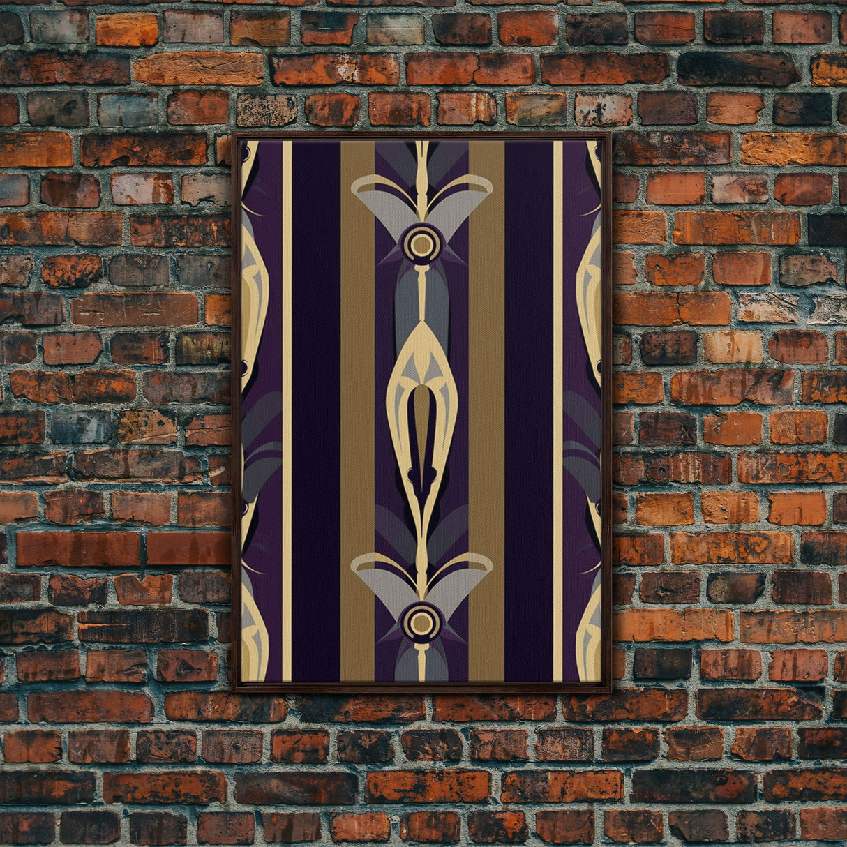 Midcentury Modern Wall art - Framed Canvas Print - Art Deco-  Office decor - Purple & gold art - Ornament art - Abstract art - Geometric art