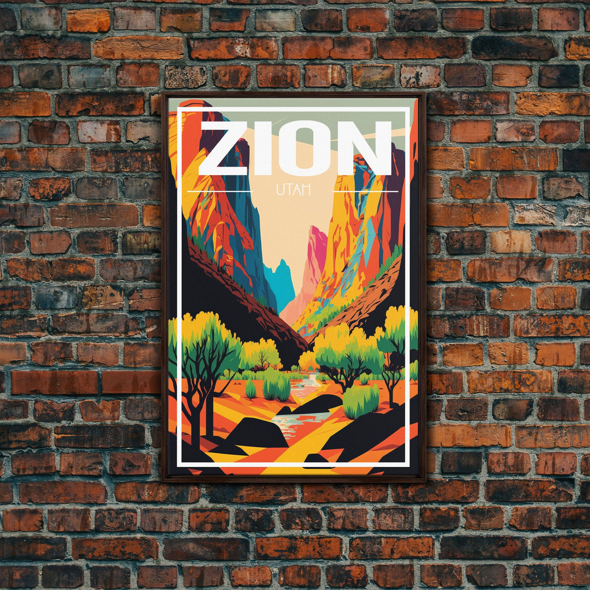 Zion National Park Poster, Utah Wall Poster, America Art Print, Travel Wall Print, Travel Poster, Travel Wall Art, Canvas Wall Print