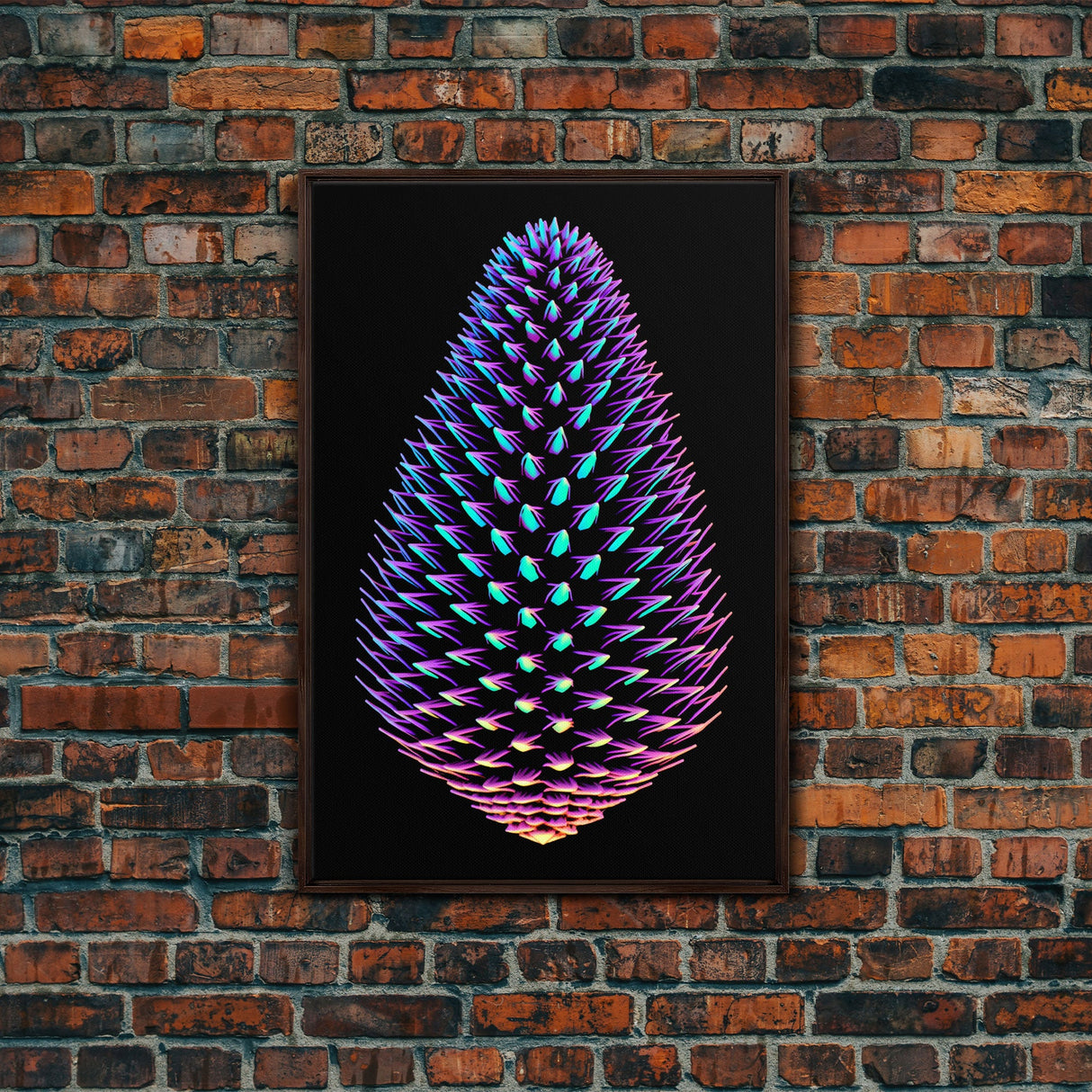 Purple Pine Cone Wall Art, 3D Wall Decor, Nature Art, Minimalist Print, Wall Decor, Canvas Print, Wall Art, Framed Canvas