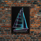 Teal Sail Boat Wall Decor, Ocean Art Print, Line Art, Minimalist Print, Wall Decor, Canvas Print, Wall Art, Framed Canvas