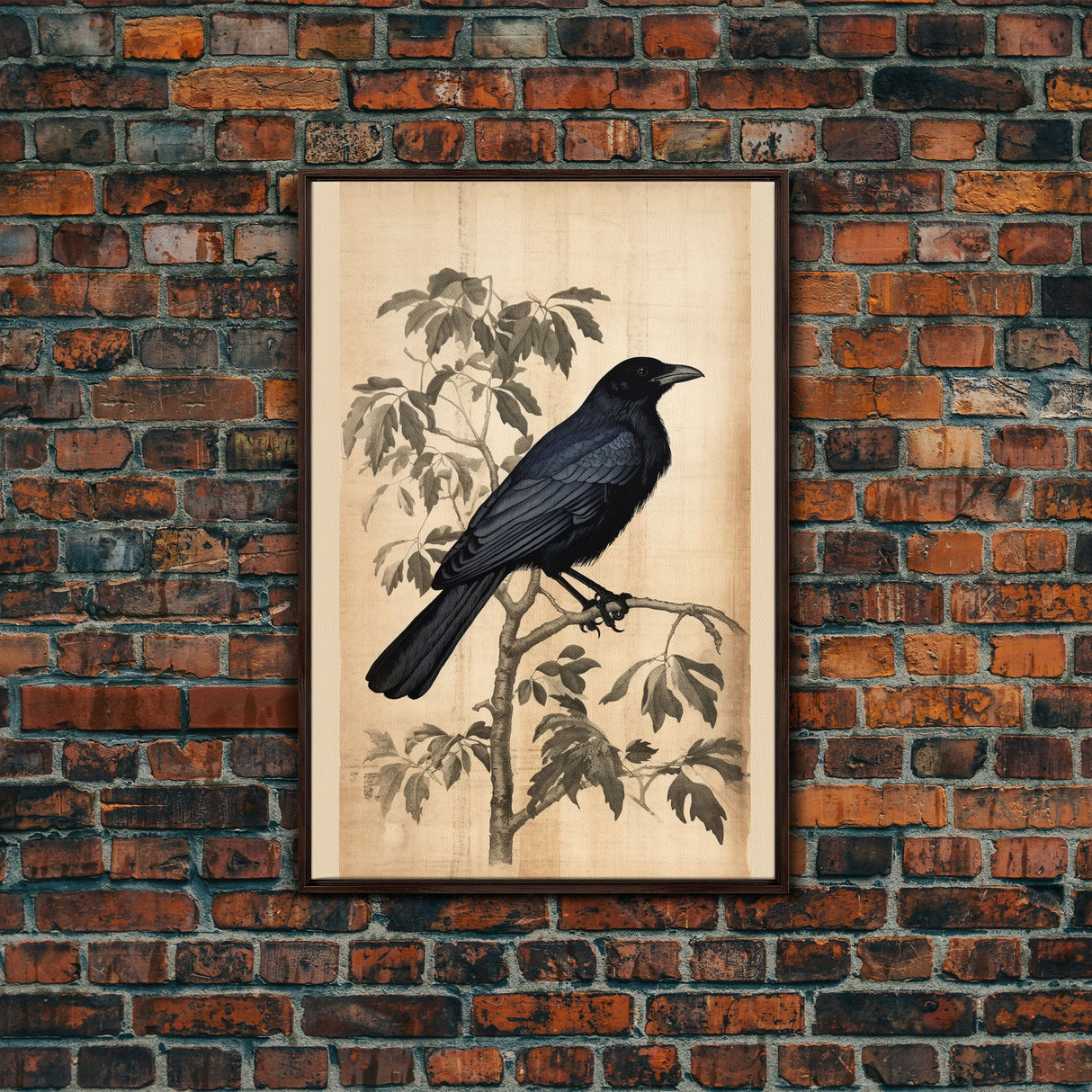 Black Bird Wall Art, Crow Wall Decor, Animal Wall Art, Black Bird, Modern Print, Wall Decor, Canvas Print, Wall Art, Framed Canvas