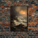 Ocean Waves Art, Sunset Wall Art, Nautical Art Print, Seascape Wall Art, Canvas Print, Wall Art, Vertical Art, Apartment Wall Decor, Prints