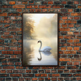 Swan Print, Bird Art, Animal Wall Art, Lake Art Print, Canvas Print, Wall Art, Vertical Art, Couples Gift, Lake House Wall Art, RV Decor