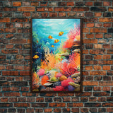 Under The Sea, Canvas Print, Wall Art, Vertical Art, Ocean Nursery Art, Nautical Wall Art, Home Decor Prints, Gift For Friend, Dorm Room Art