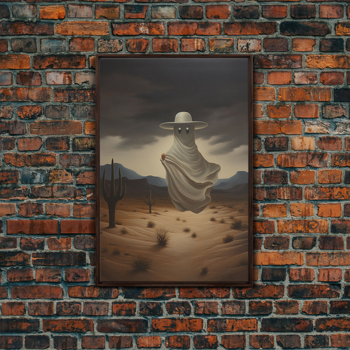 Wild West Cowboy Ghost, Western Halloween Decor, Framed Canvas Print, Halloween Canvas Art, Cowboy Halloween