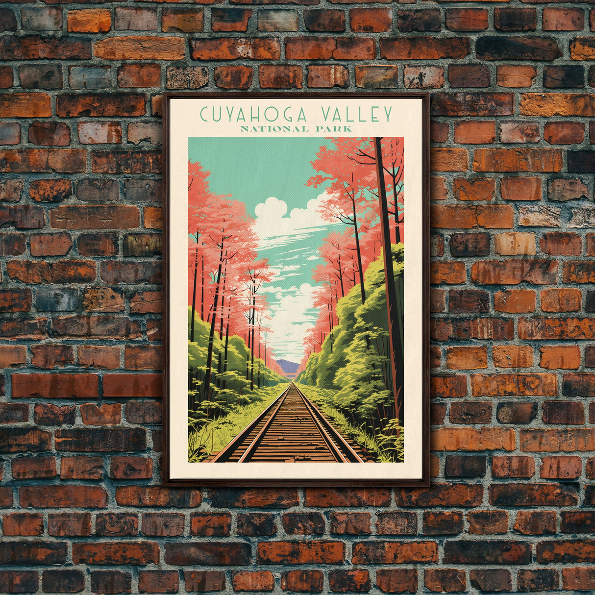 Cuyahoga Valley National Park Travel Poster Print, Canvas Print Wall Art, Ohio Travel Art, Midcentury Modern Travel Decor