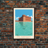 Dry Tortugas National Park Travel Poster Print, Canvas Print Wall Art, Florida Travel Art, Midcentury Modern Travel Decor, MCM Wall Art