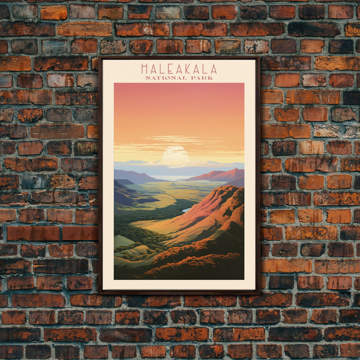 Haleakalā National Park Travel Poster Art, Canvas Print Wall Art, Maui Hawaii Travel Art, Midcentury Modern Travel Decor, Wall Art