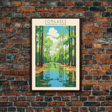 Congaree National Park Travel Poster Print, Canvas Print Wall Art, South Carolina Travel Art, Midcentury Modern Travel Decor