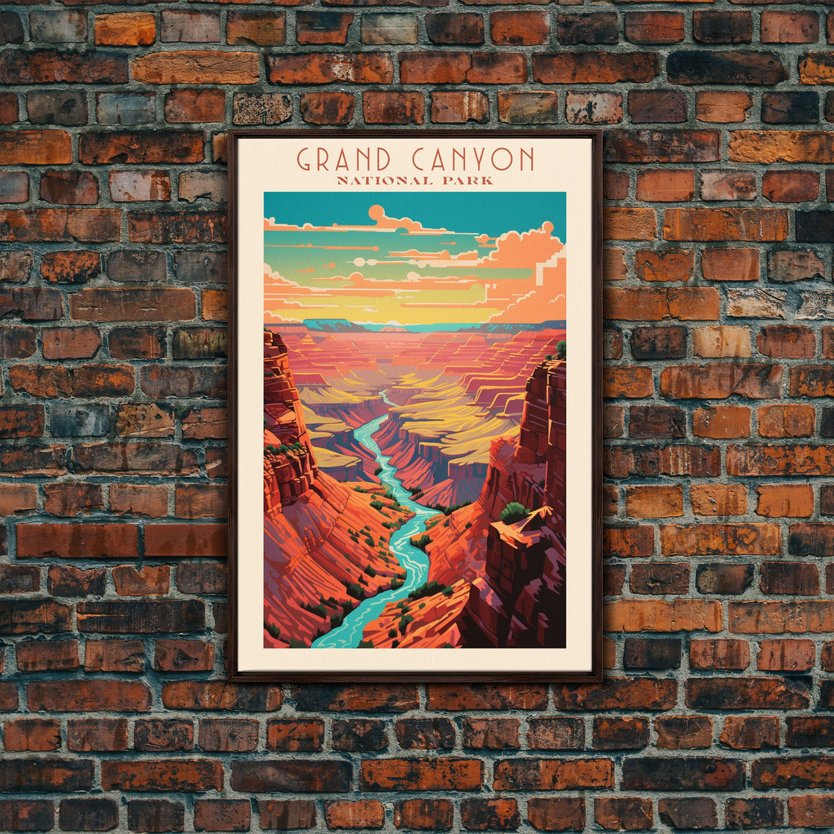 Grand Canyon National Park Travel Poster Art, Canvas Print Wall Art, Arizona Travel Art, Midcentury Modern Travel Decor, MCM Wall Art